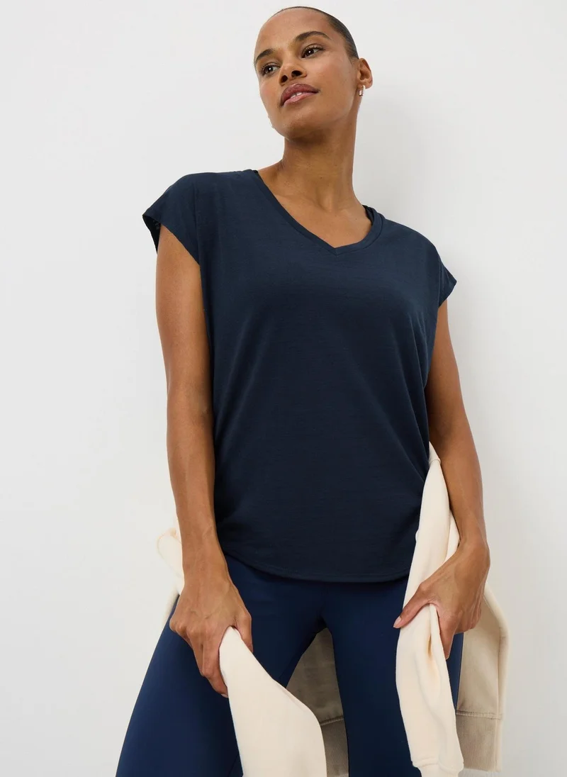 Matalan Souluxe Navy V-Neck T-Shirt